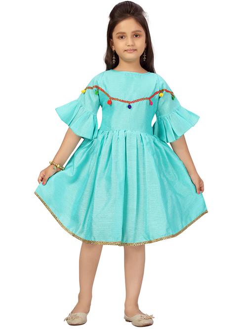 girls solid round neck frock - 20568311 -  Standard Image - 0