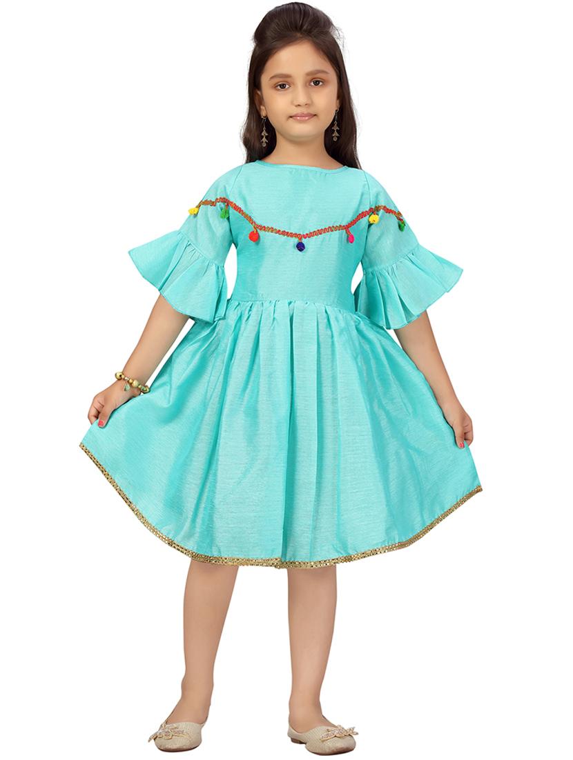 girls solid round neck frock - 20568311 -  Zoom Image - 0