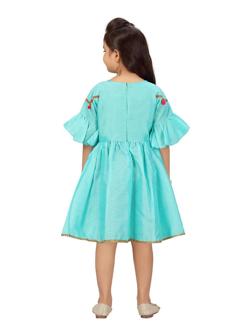 girls solid round neck frock - 20568311 - Standard Image - 3