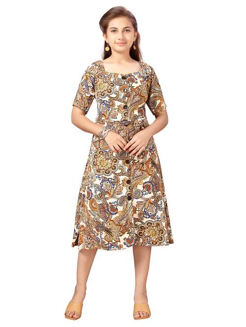 girls square neck short sleeves frock - 20568386 -  Standard Image - 0