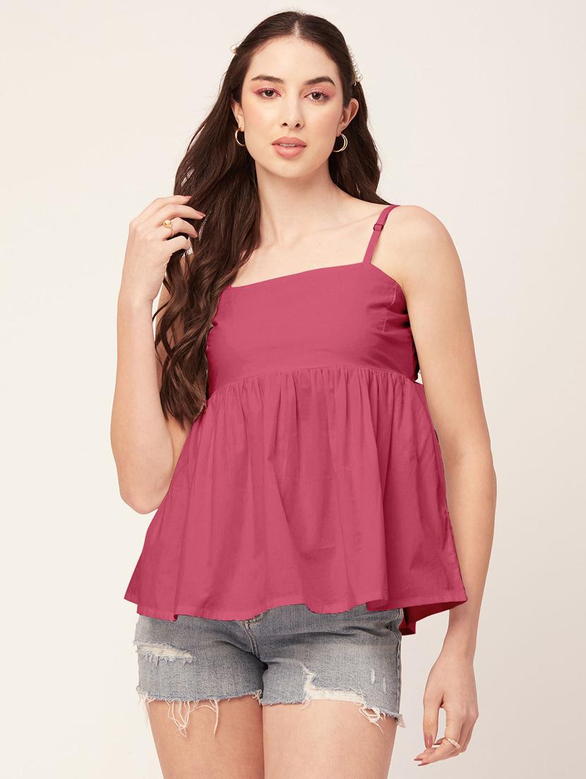 women solid bow styled peplum top - 20570720 -  Zoom Image - 0