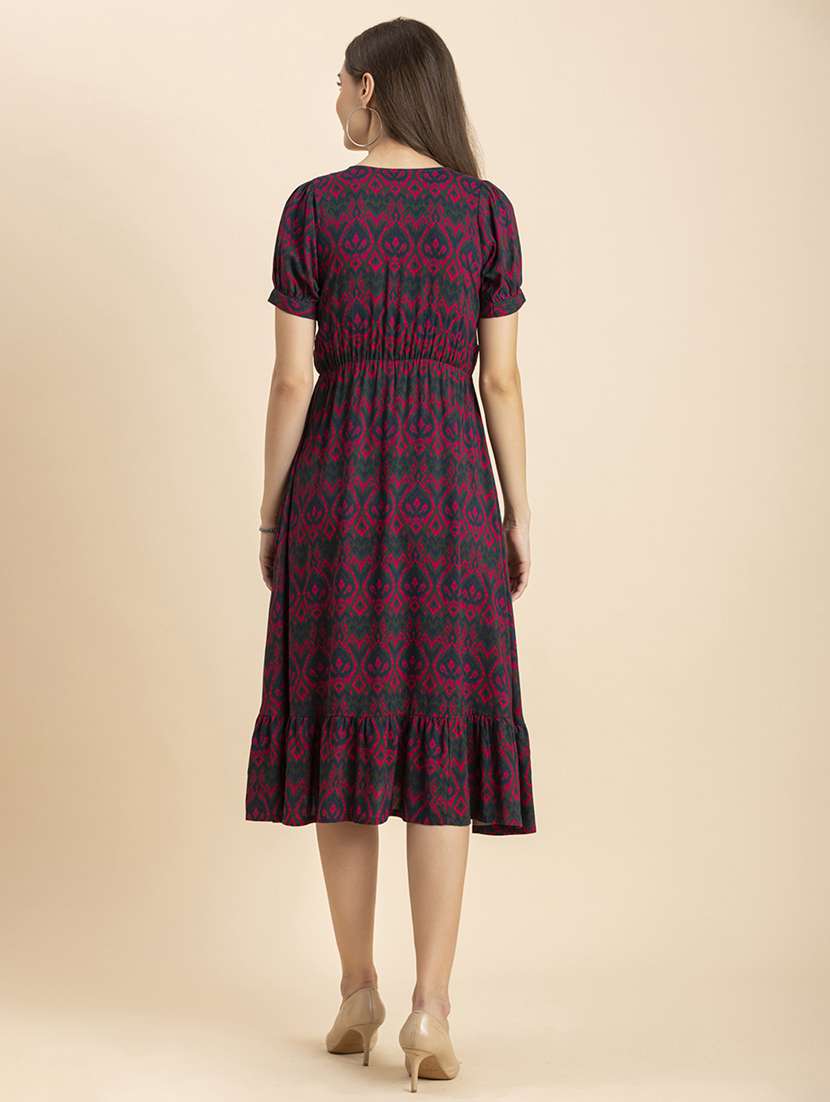 women printed fit & flare midi dress - 20570726 -  Standard Image - 3