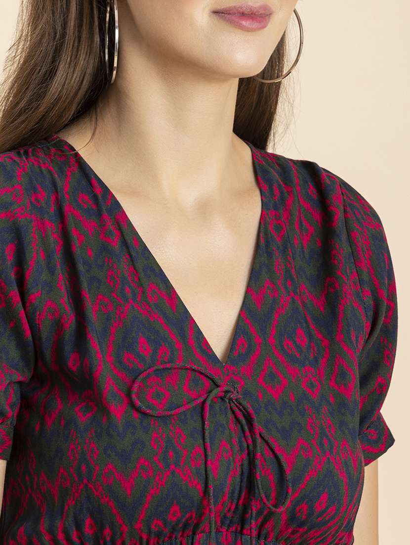 women printed fit & flare midi dress - 20570726 -  Standard Image - 5