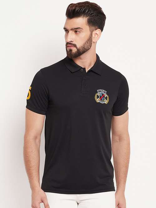 men black embroidered detailed polo t-shirt - 20570791 -  Standard Image - 0