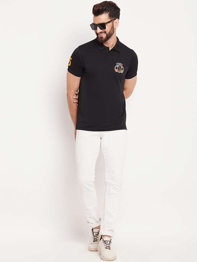men black embroidered detailed polo t-shirt - 20570791 -  Standard Image - 3