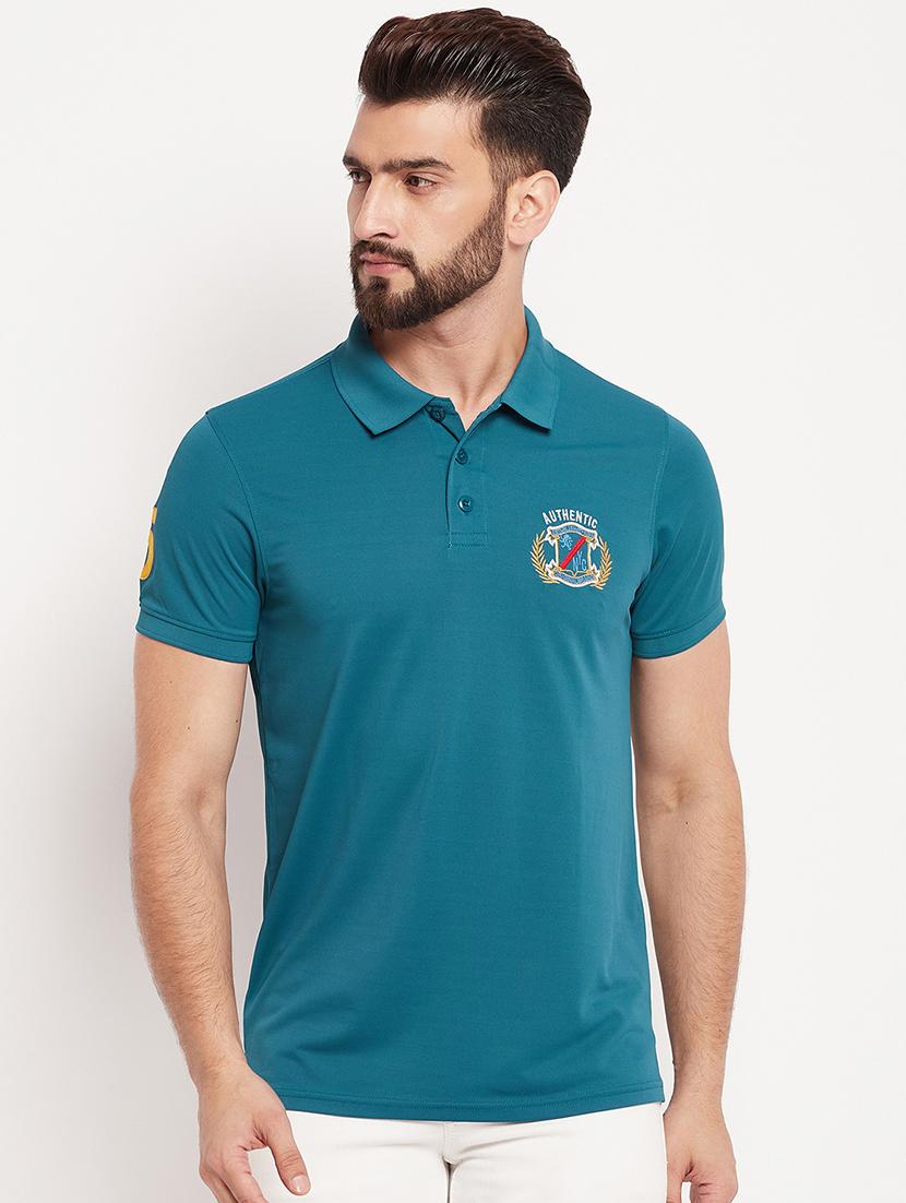 men sea green embroidered detailed polo t-shirt - 20570794 - Zoom Image - 0