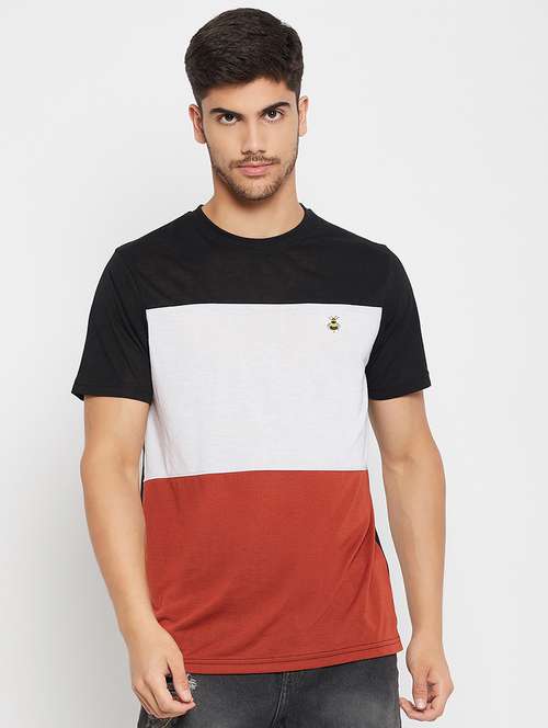 men black colourblocked casual t-shirt - 20570827 - Standard Image - 0