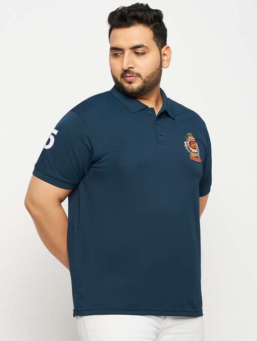 men teal blue plus size polo t-shirt - 20570866 -  Standard Image - 0