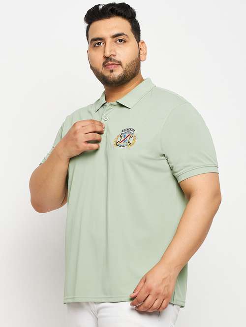 men light green plus size polo t-shirt - 20570867 -  Standard Image - 0