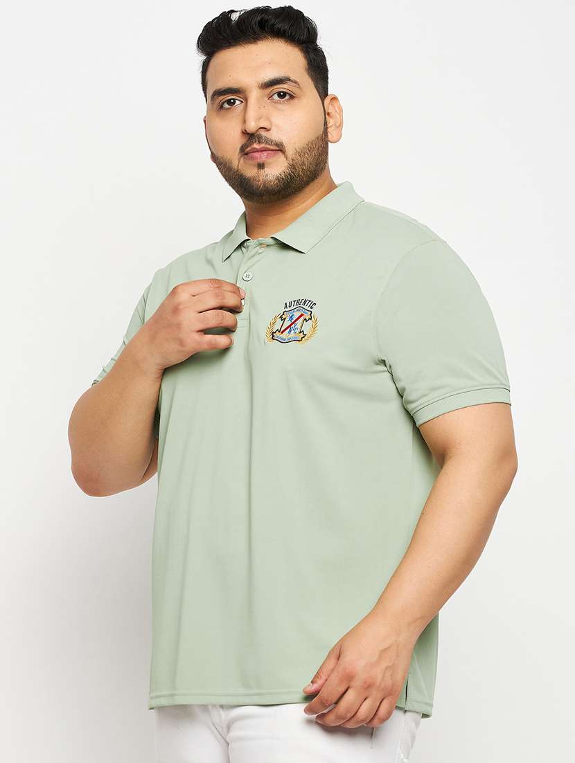 men light green plus size polo t-shirt