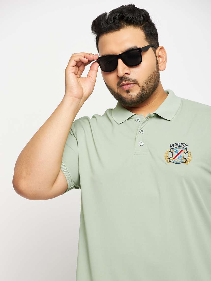 men light green plus size polo t-shirt - 20570867 -  Standard Image - 3