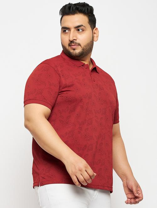 men red printed plus size polo t-shirt - 20570883 - Standard Image - 0