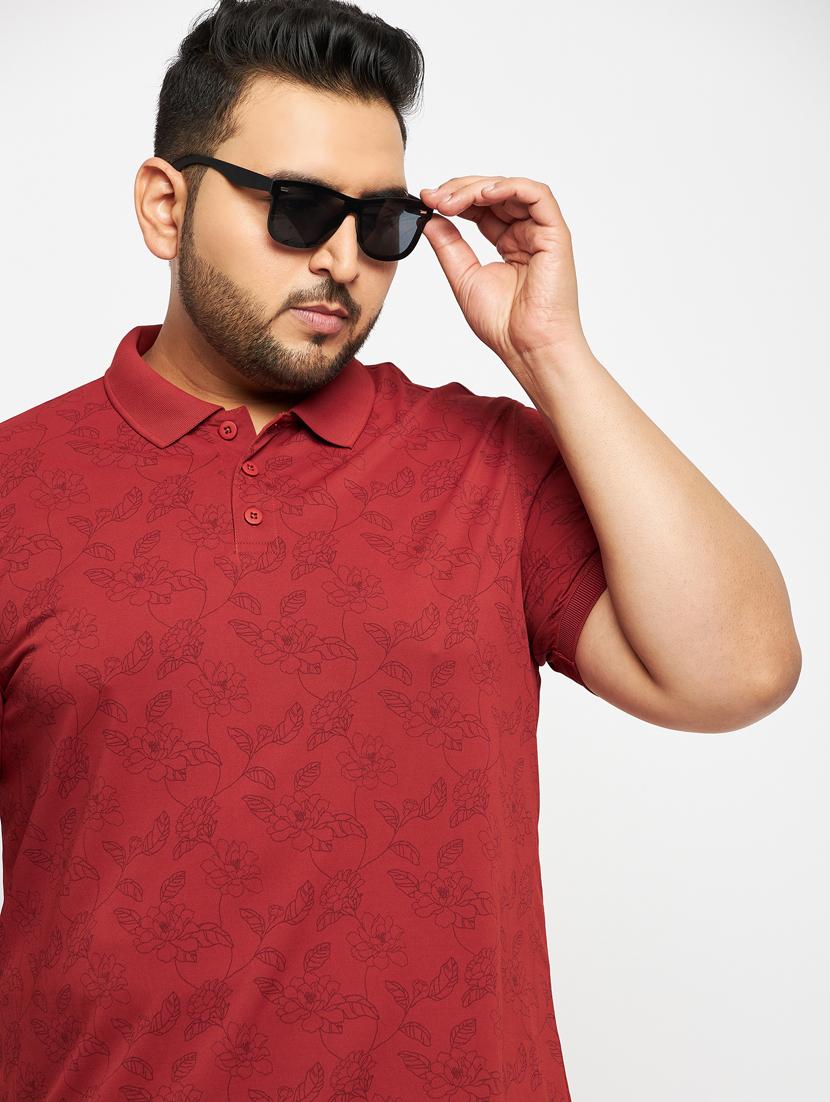 men red printed plus size polo t-shirt - 20570883 - Standard Image - 3