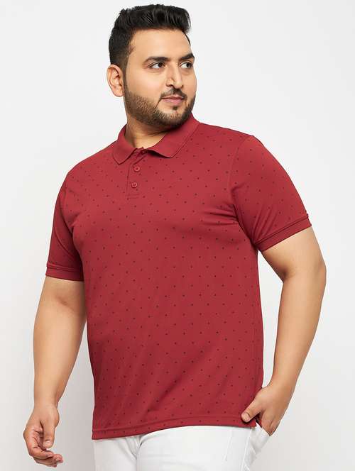 men red printed plus size polo t-shirt - 20570895 - Standard Image - 0