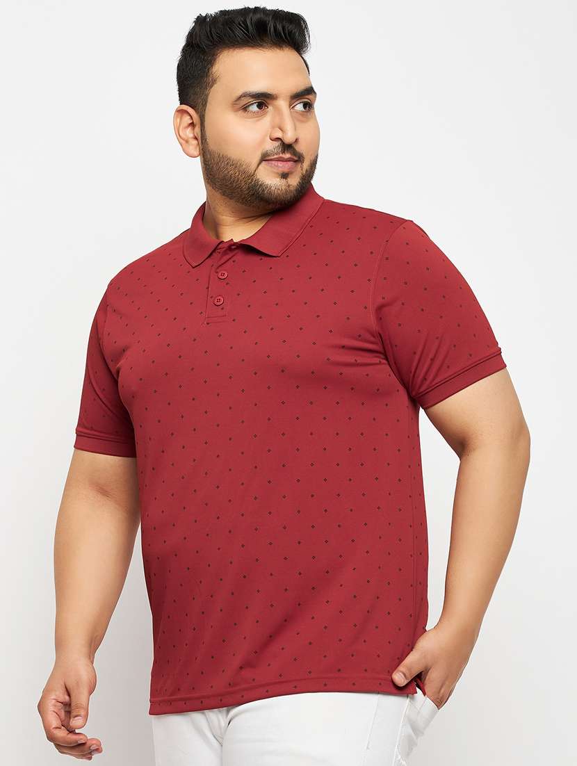 men red printed plus size polo t-shirt - 20570895 - Zoom Image - 0