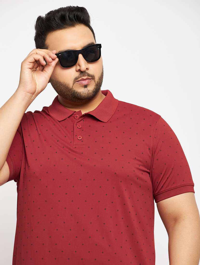 men red printed plus size polo t-shirt - 20570895 - Standard Image - 3