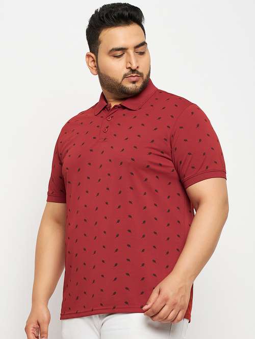 men red printed plus size polo t-shirt - 20570903 - Standard Image - 0