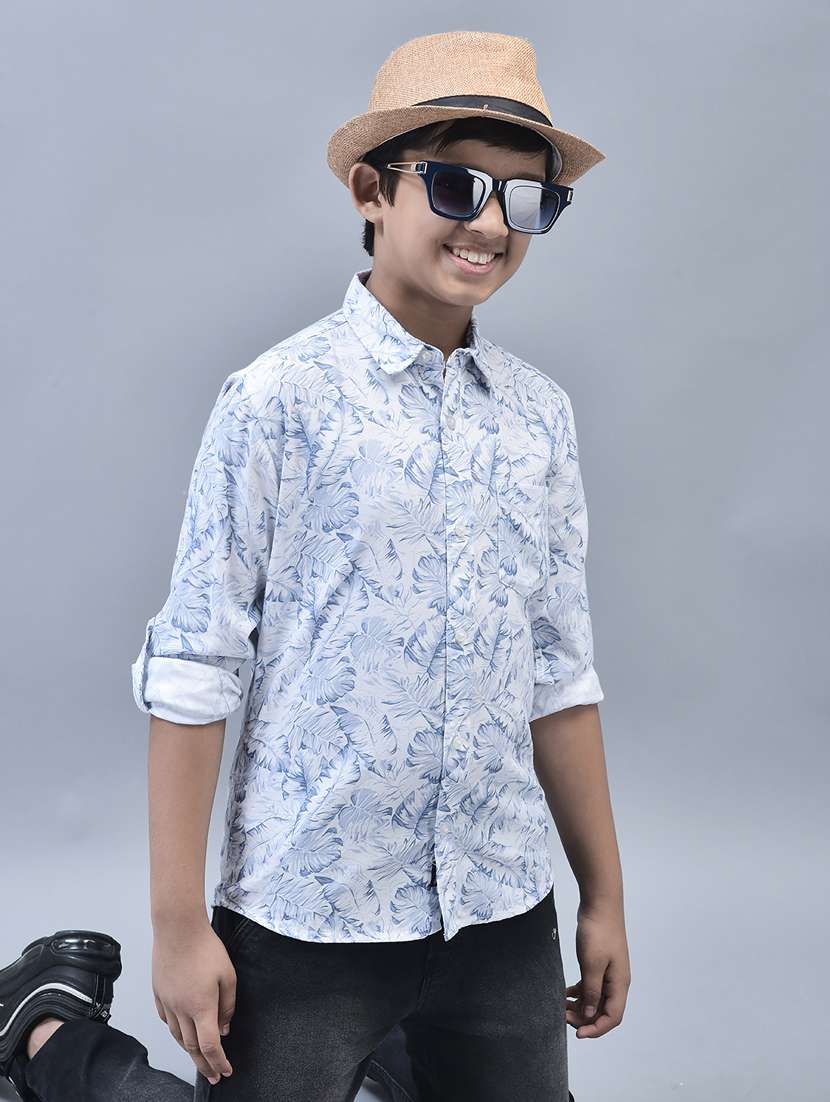 boys leaf printed casual shirt