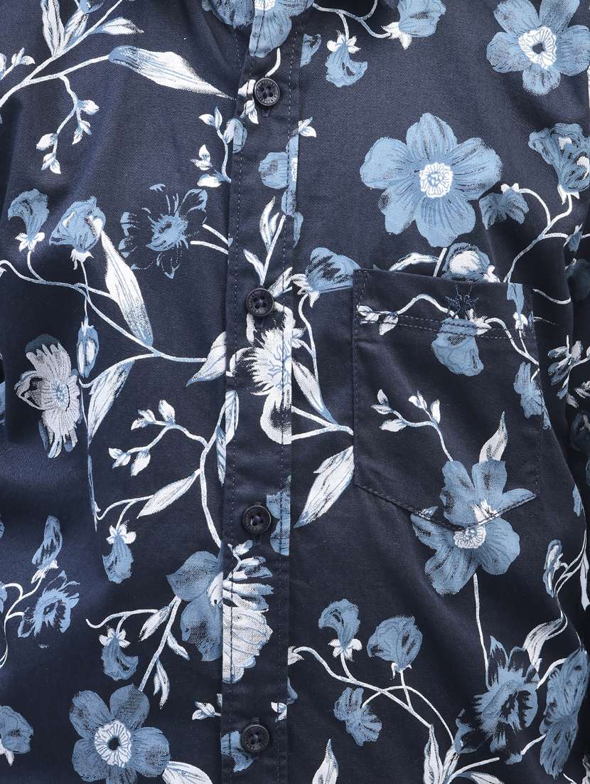 boys navy blue floral printed casual shirt - 20570934 -  Standard Image - 5