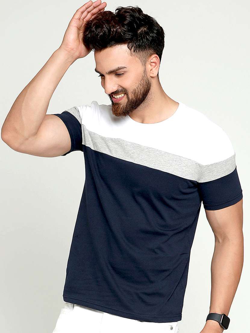 men round neck color block t-shirt