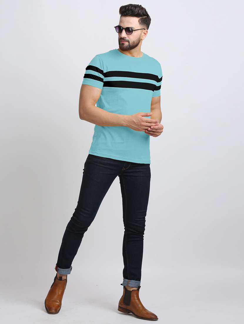 men round neck color block  t-shirt - 20570989 -  Standard Image - 3