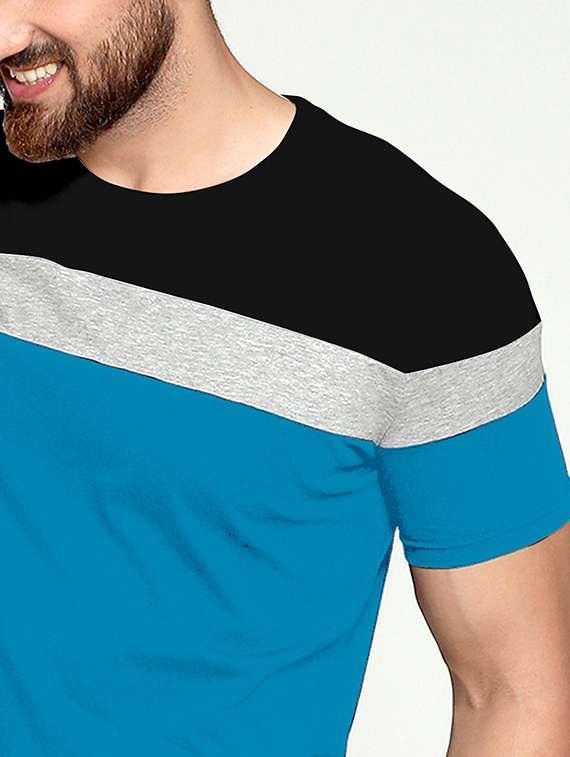 men round neck color block t-shirt - 20571010 -  Standard Image - 3