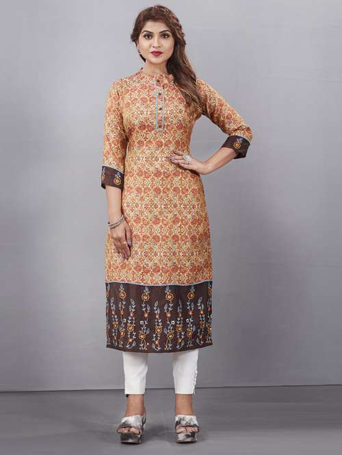 women multi color round neck straight kurta - 20571134 - Standard Image - 0