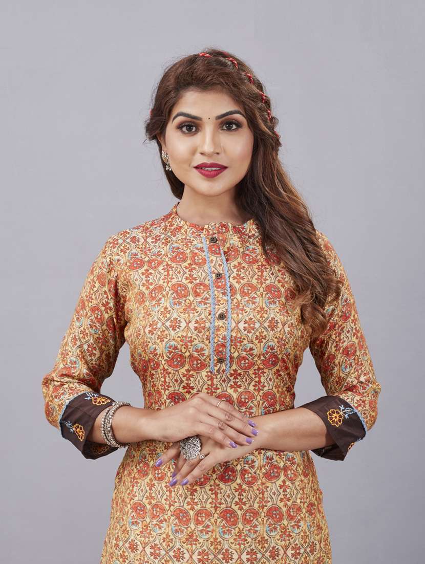 women multi color round neck straight kurta - 20571134 - Standard Image - 3