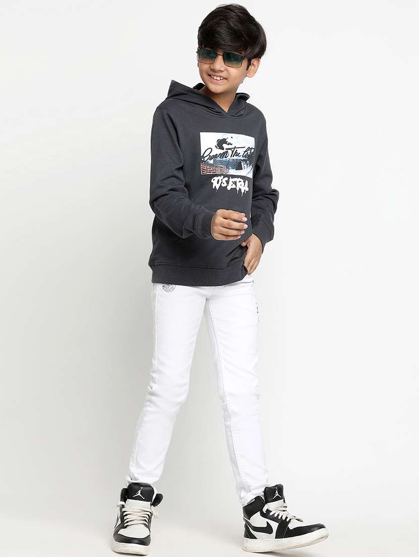 black cotton blend chest print sweatshirt - 20571226 -  Standard Image - 3