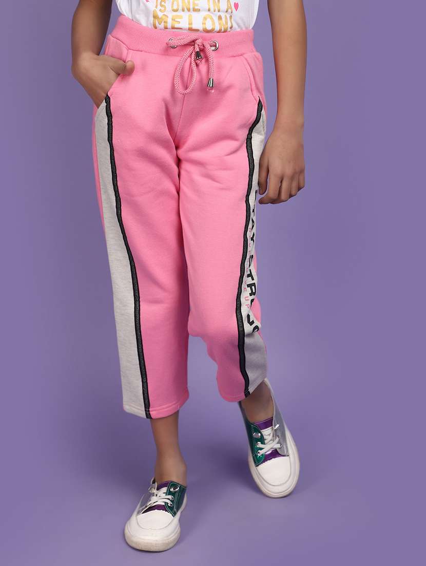 girls pink color block track pant trouser - 20572462 - Zoom Image - 0