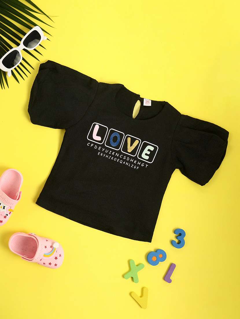 girls printed round neck top