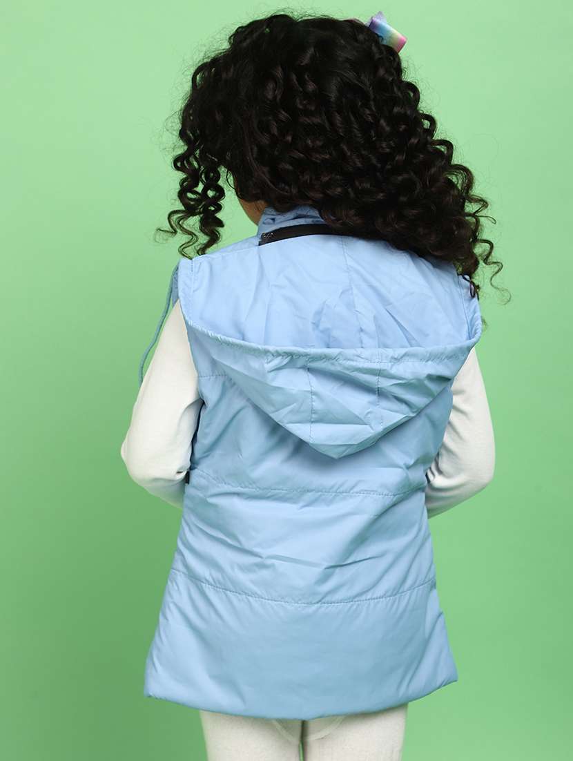 girls light blue solid quilted jacket - 20572668 - Standard Image - 3