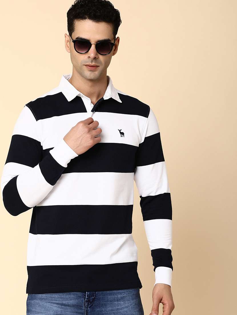 blue cotton striped print t-shirt - 20572687 -  Standard Image - 3
