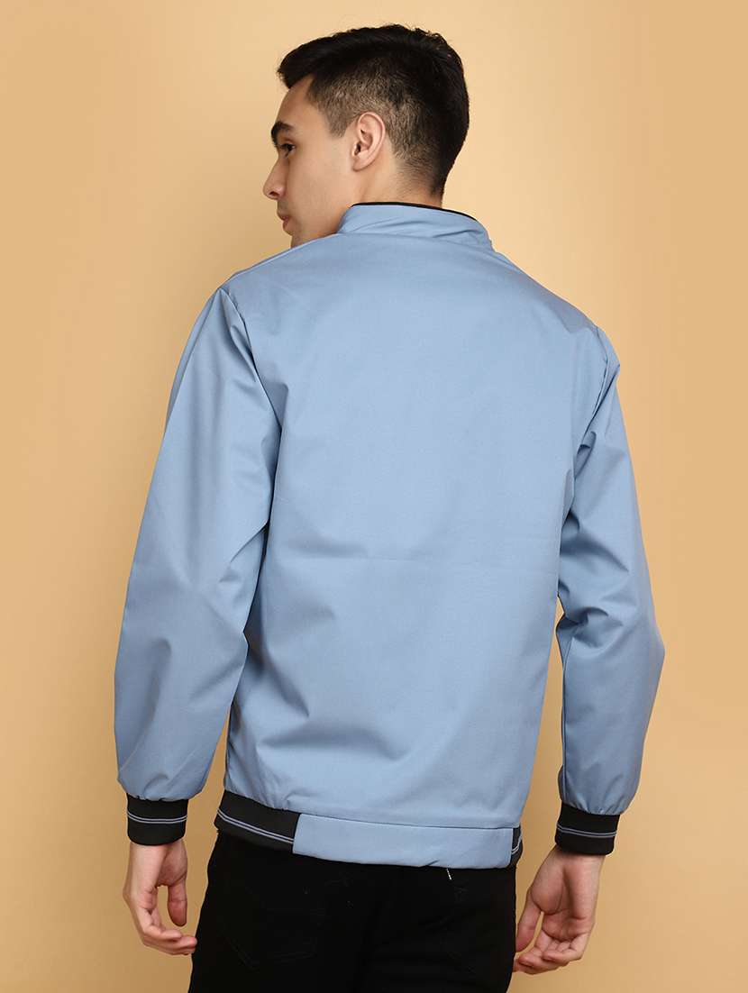 light blue solid casual jacket - 20572767 -  Standard Image - 3