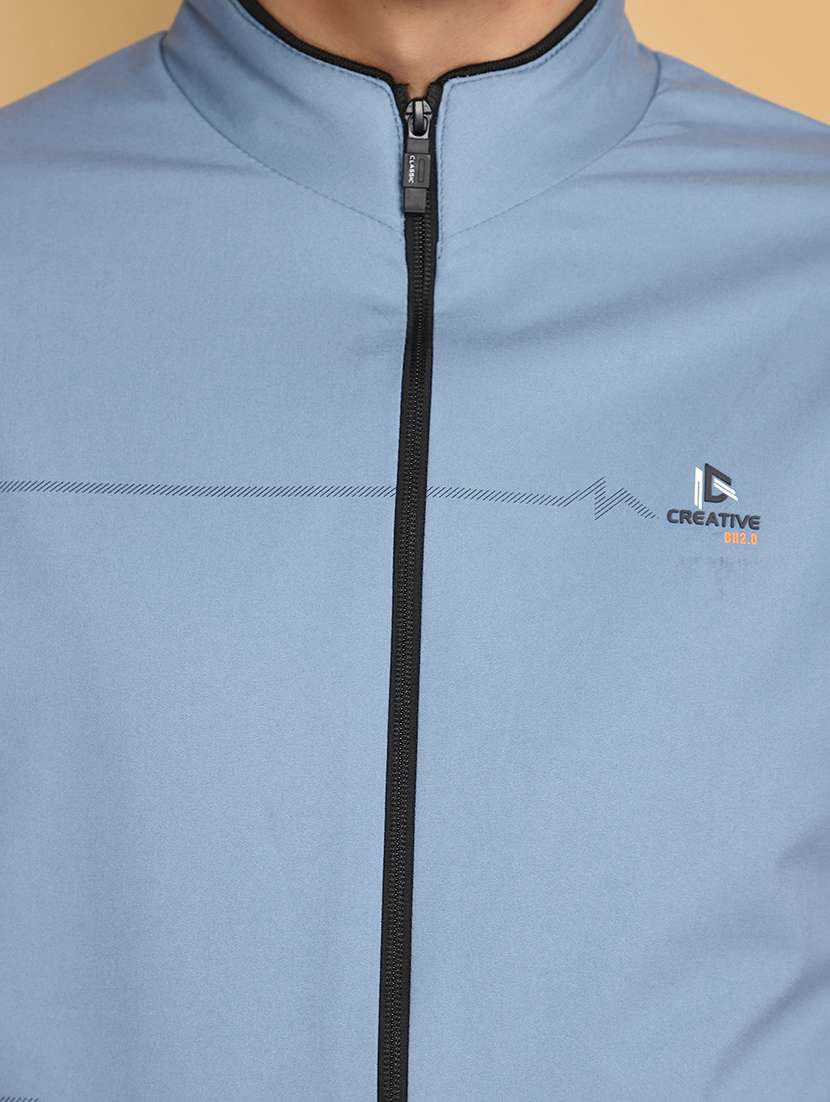 light blue solid casual jacket - 20572767 -  Standard Image - 5