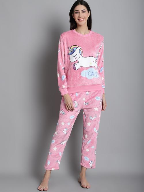 women fleece pyjama nightwear set - 20572775 - Standard Image - 0