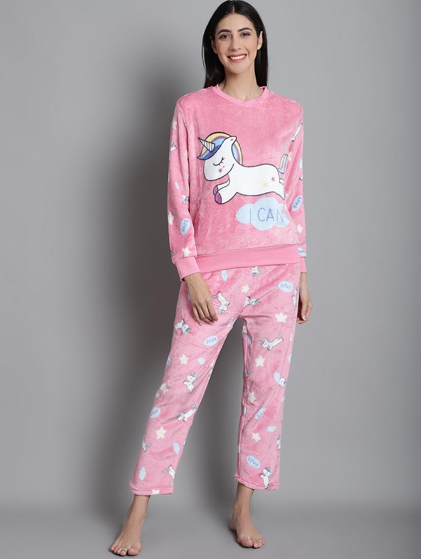 women fleece pyjama nightwear set - 20572775 - Zoom Image - 0