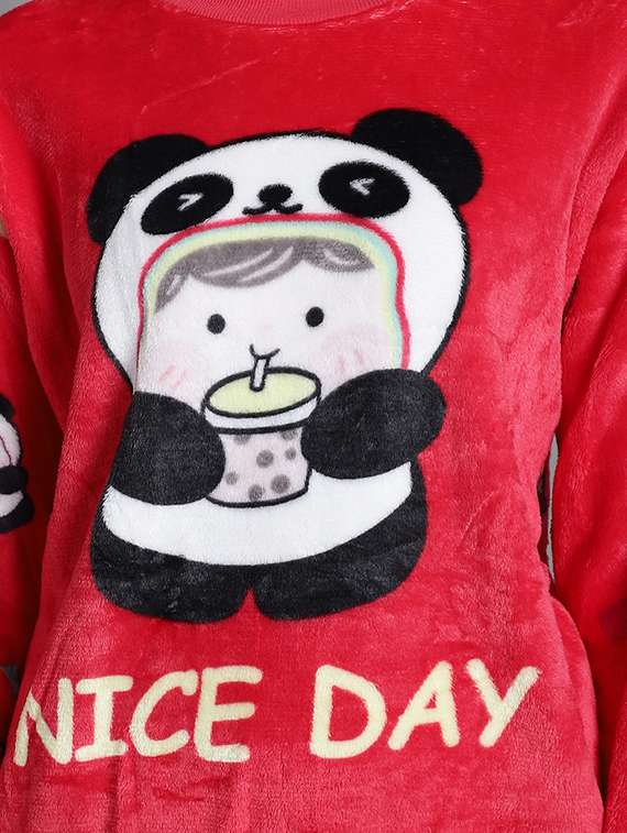 women fleece pyjama nightwear set - 20572776 -  Standard Image - 3