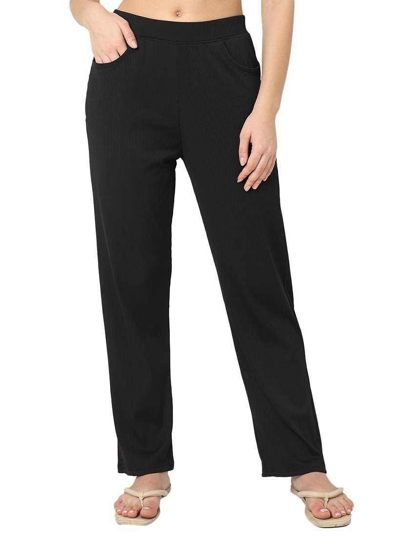women mid rise solid pajama