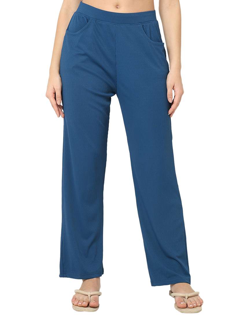 women mid rise solid pajama