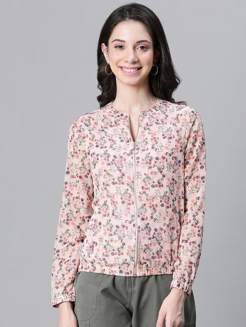 women floral print long sleeves jacket - 20573042 - Standard Image - 0