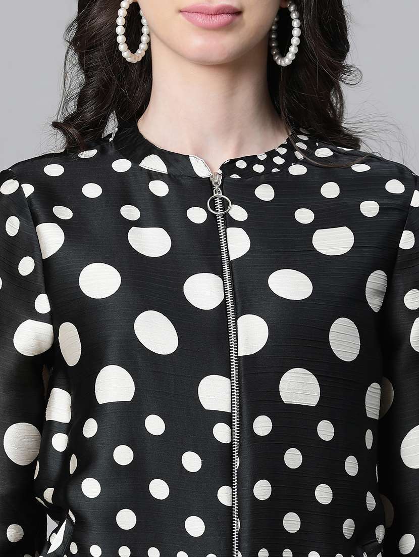 women polka doted long sleeves jacket - 20573043 -  Standard Image - 5