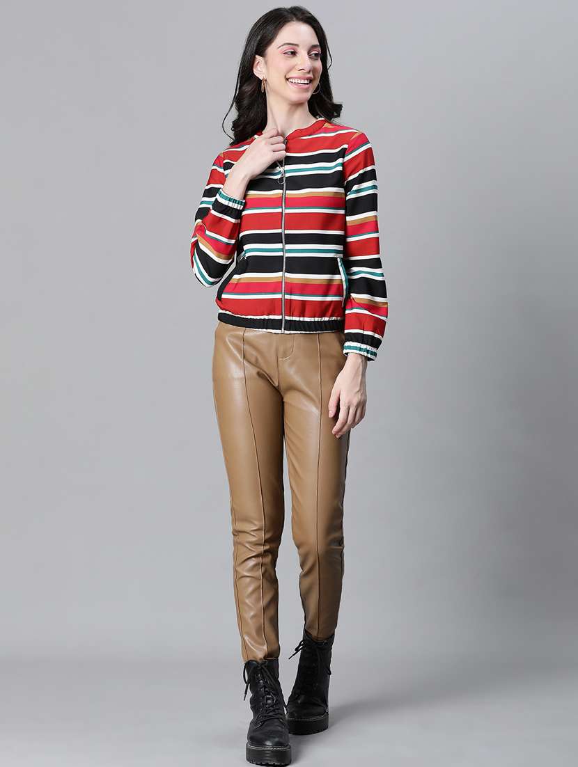 Women Striped Long Sleeves Jacket - 20573044 -  Standard Image - 3