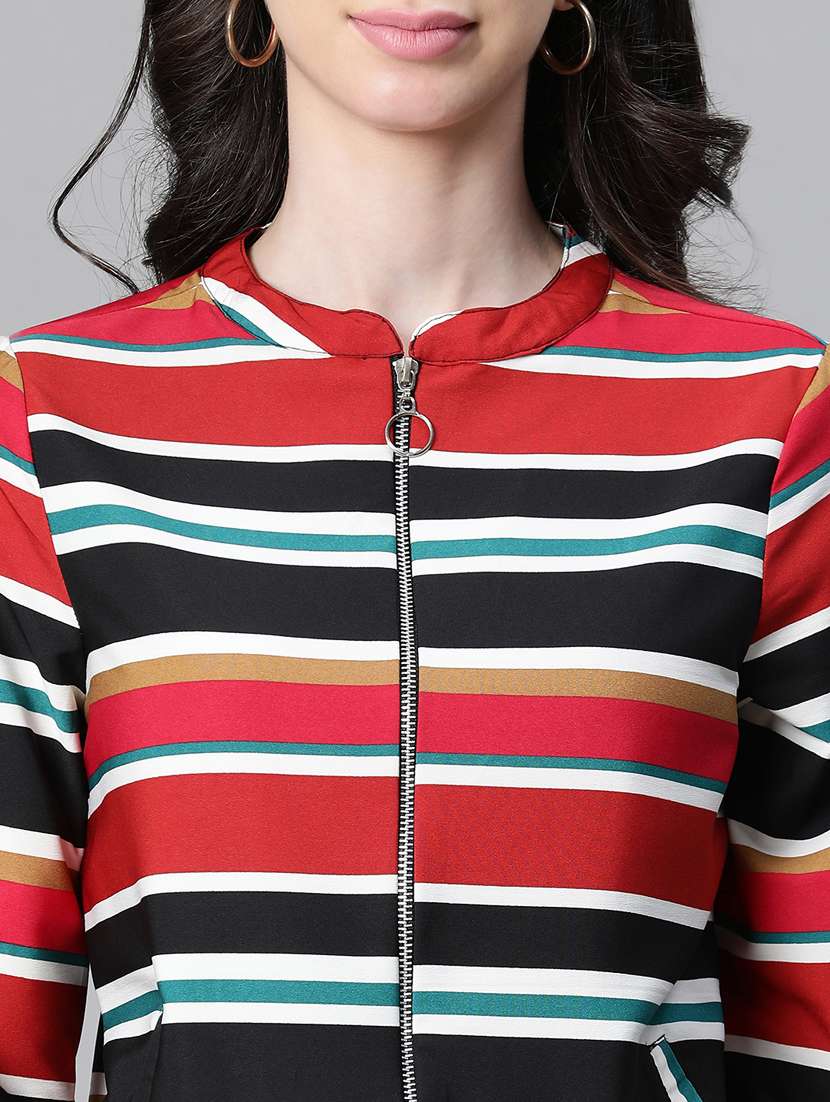 Women Striped Long Sleeves Jacket - 20573044 -  Standard Image - 5