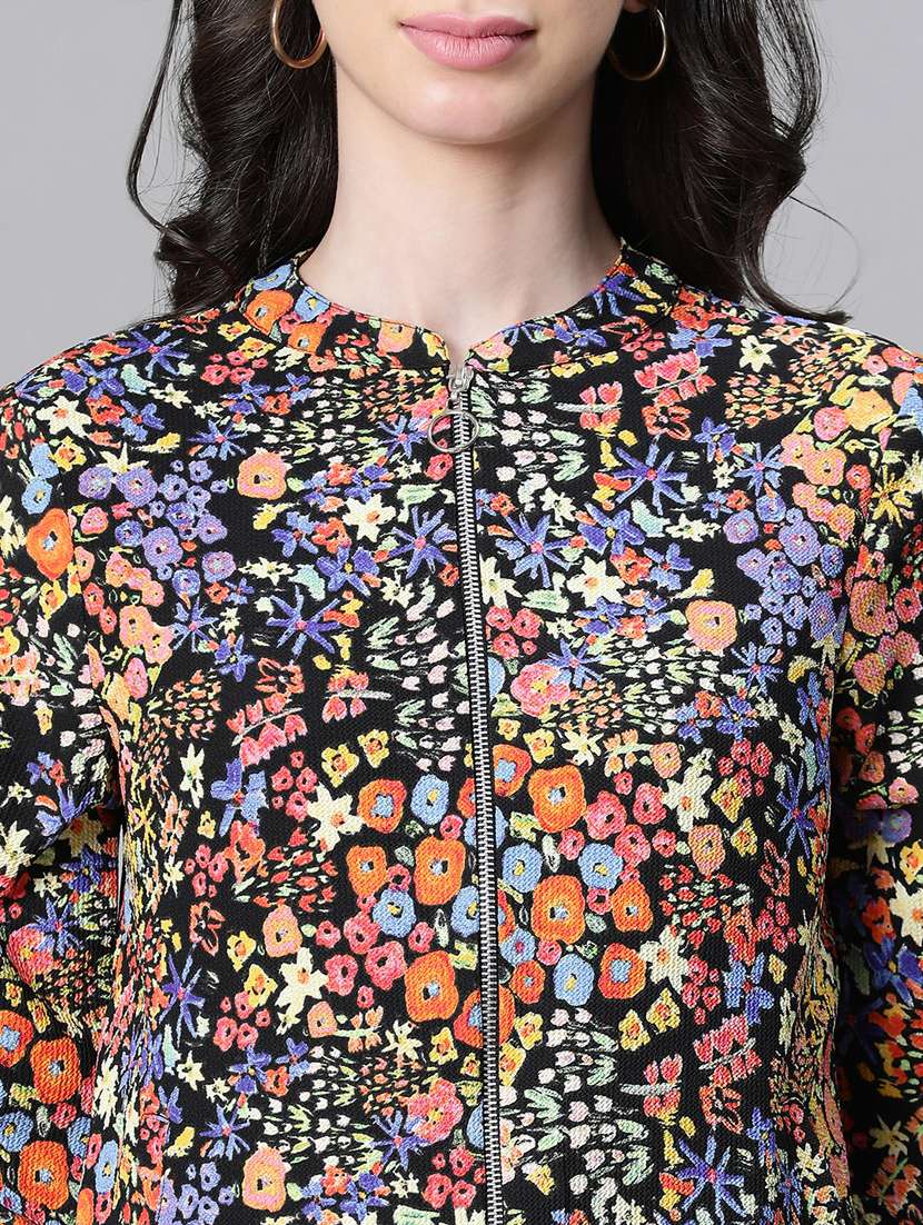 women floral print long sleeves jacket - 20573045 -  Standard Image - 5