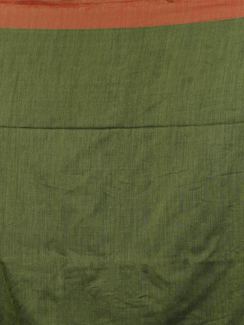 women's bordered olive colored saree with blouse - 20573086 - Standard Image - 3
