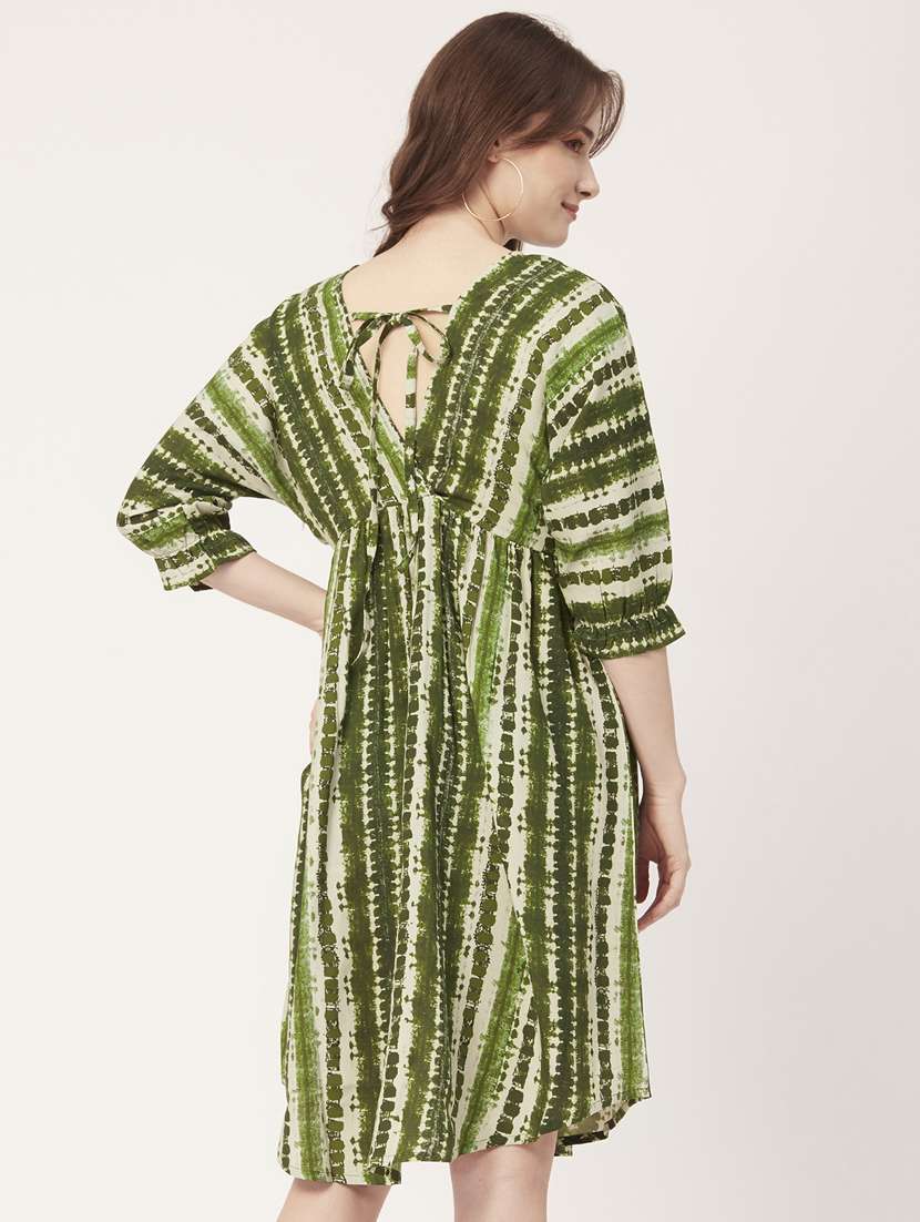 women tie & dye printed fit & flare dress - 20573524 -  Standard Image - 3