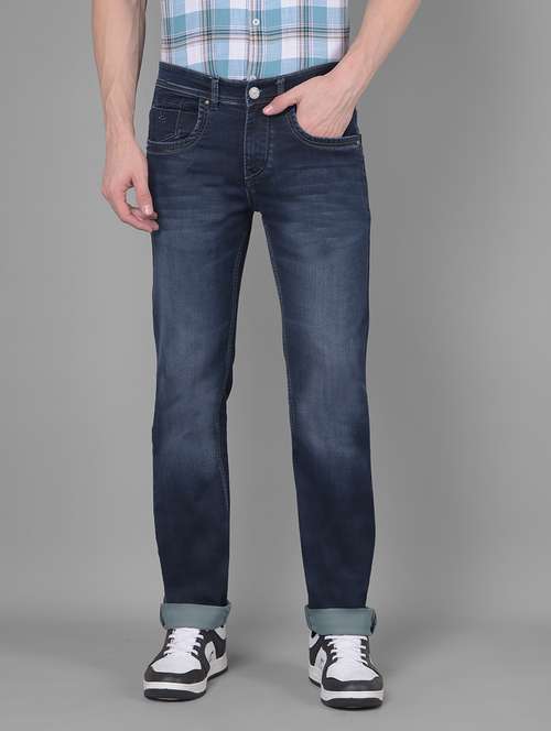 men washed mid rise full length straight fit jeans - 20586034 -  Standard Image - 0