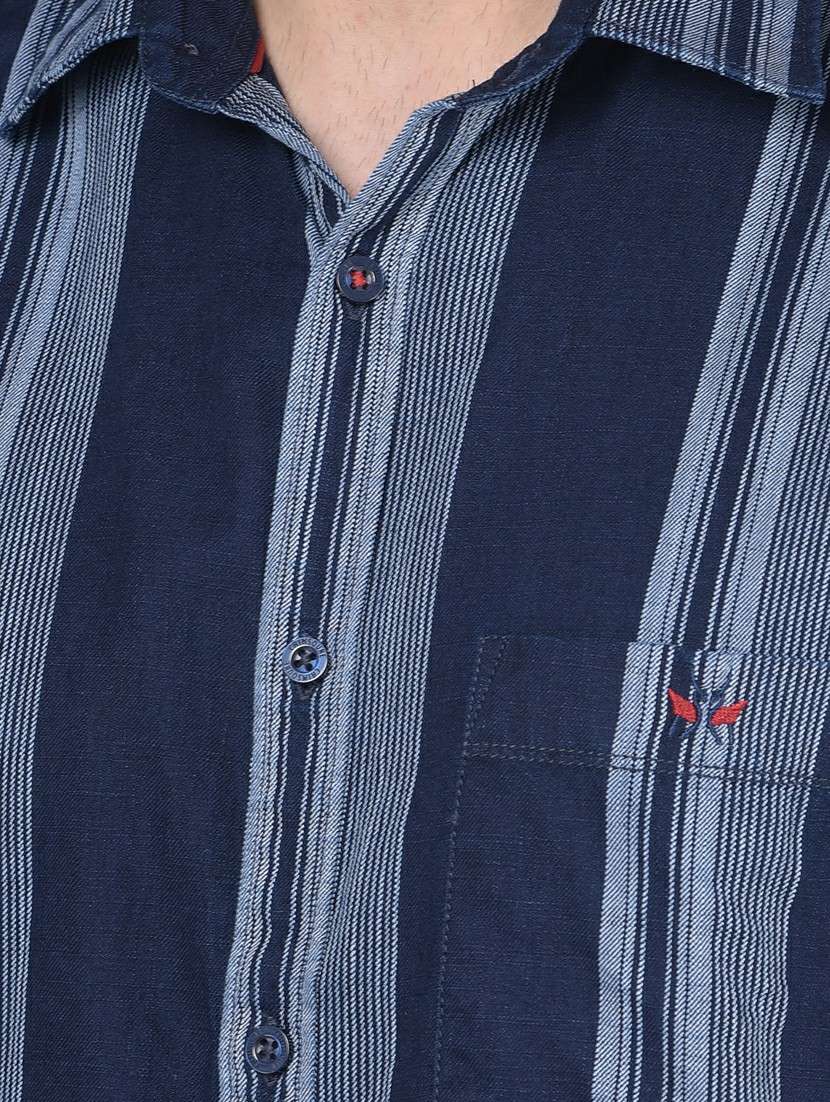 navy blue striped casual shirt - 20586534 -  Standard Image - 5