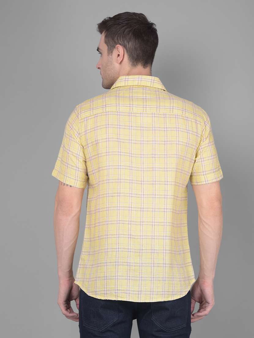 yellow linen blend casual shirt - 20586543 - Standard Image - 3
